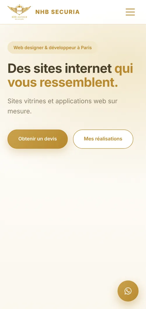 Site NHB Securia sur mobile